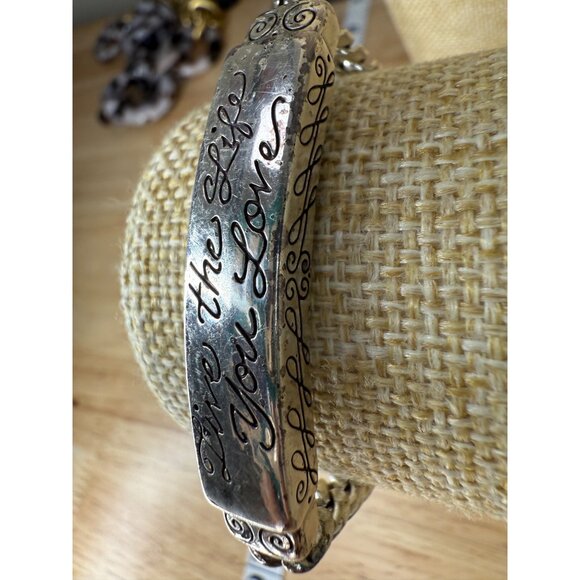 Brighton Silver-Tone Bracelet With Engraved "Live The Life You Love" Design & Sw - Picture 5 of 10